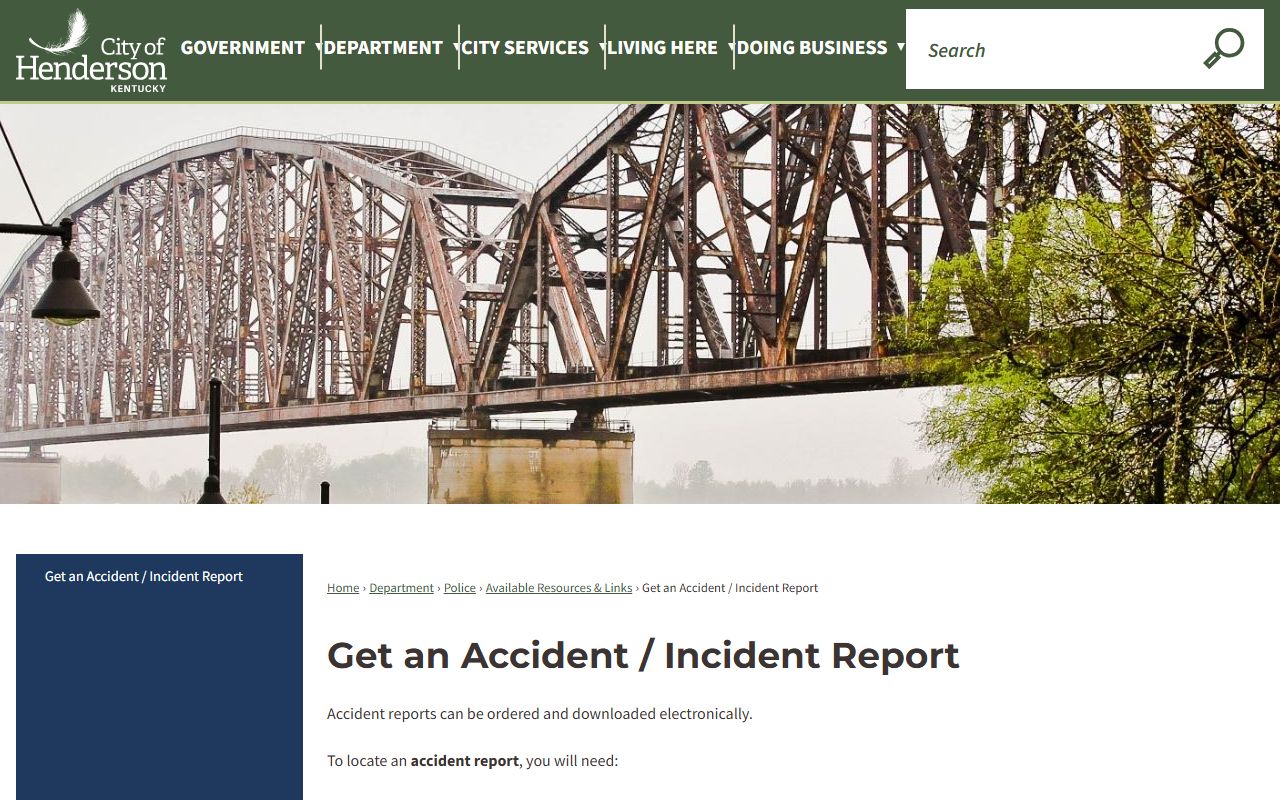 Henderson Background Check accident report records