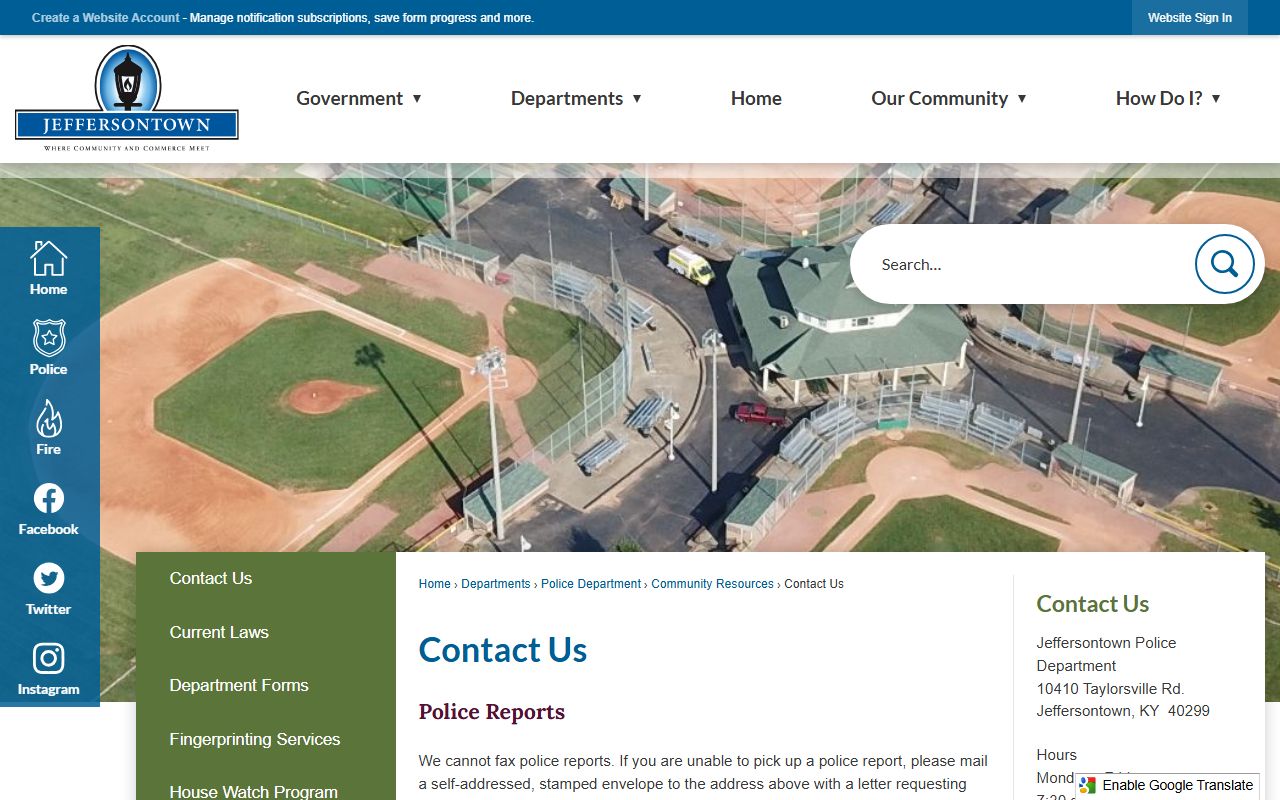 Jeffersontown city Background Check contact information