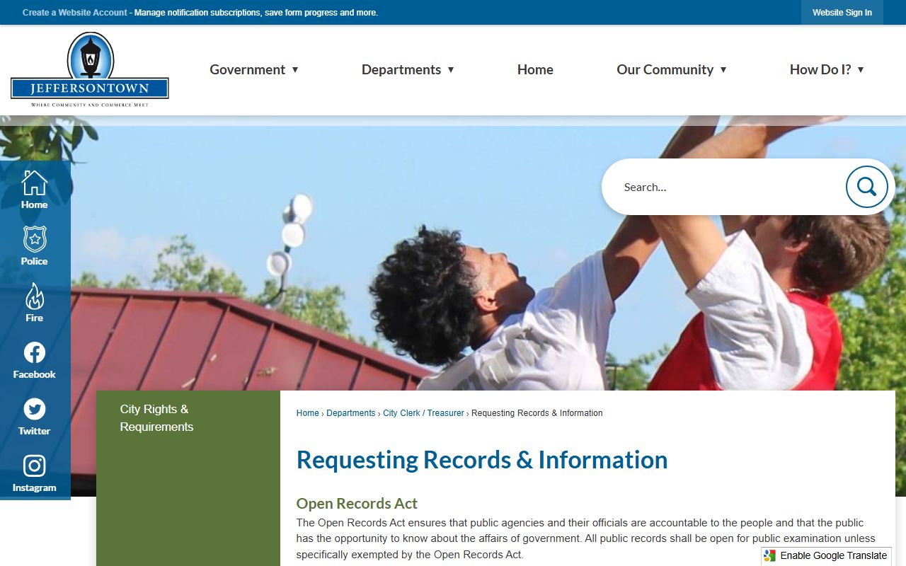 Jeffersontown Background Check records request process