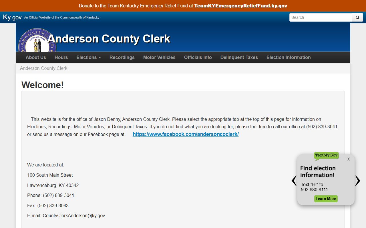 Anderson County Background Check county clerk office for public records
