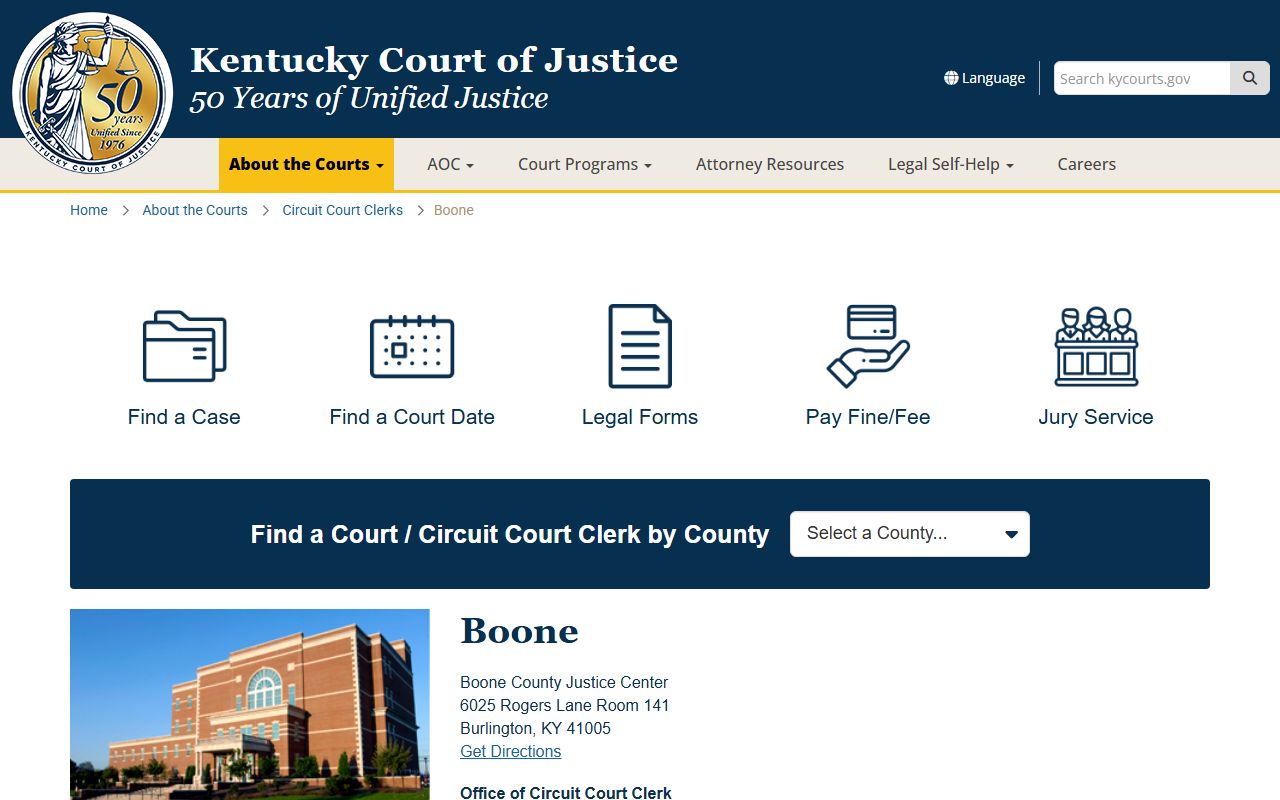 Boone County Circuit Court Clerk office for Background Check records
