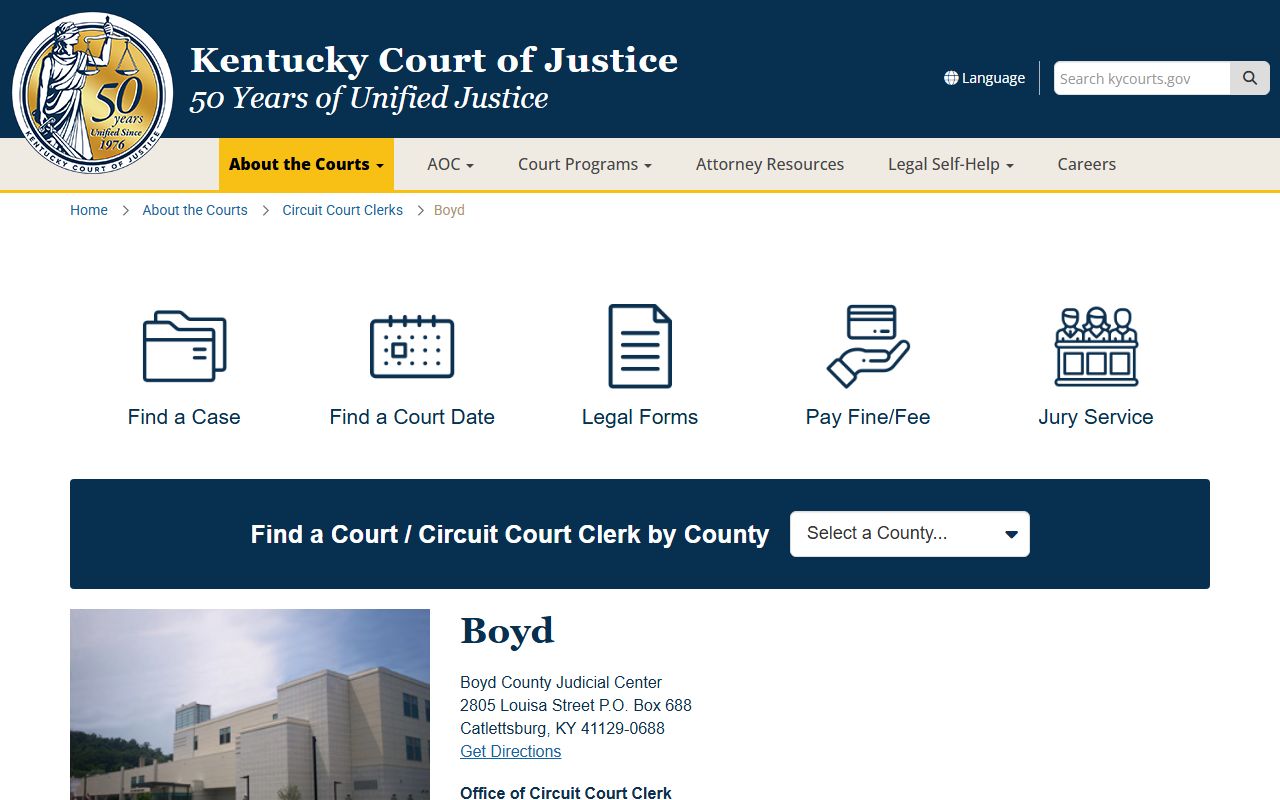Boyd County Background Check circuit court clerk office in Catlettsburg Kentucky