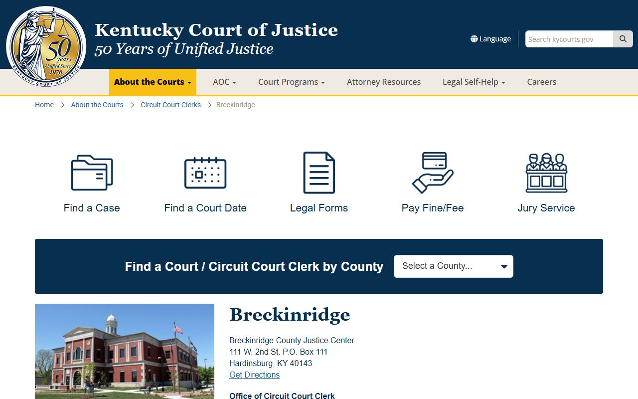 Breckinridge County Background Check circuit court clerk office