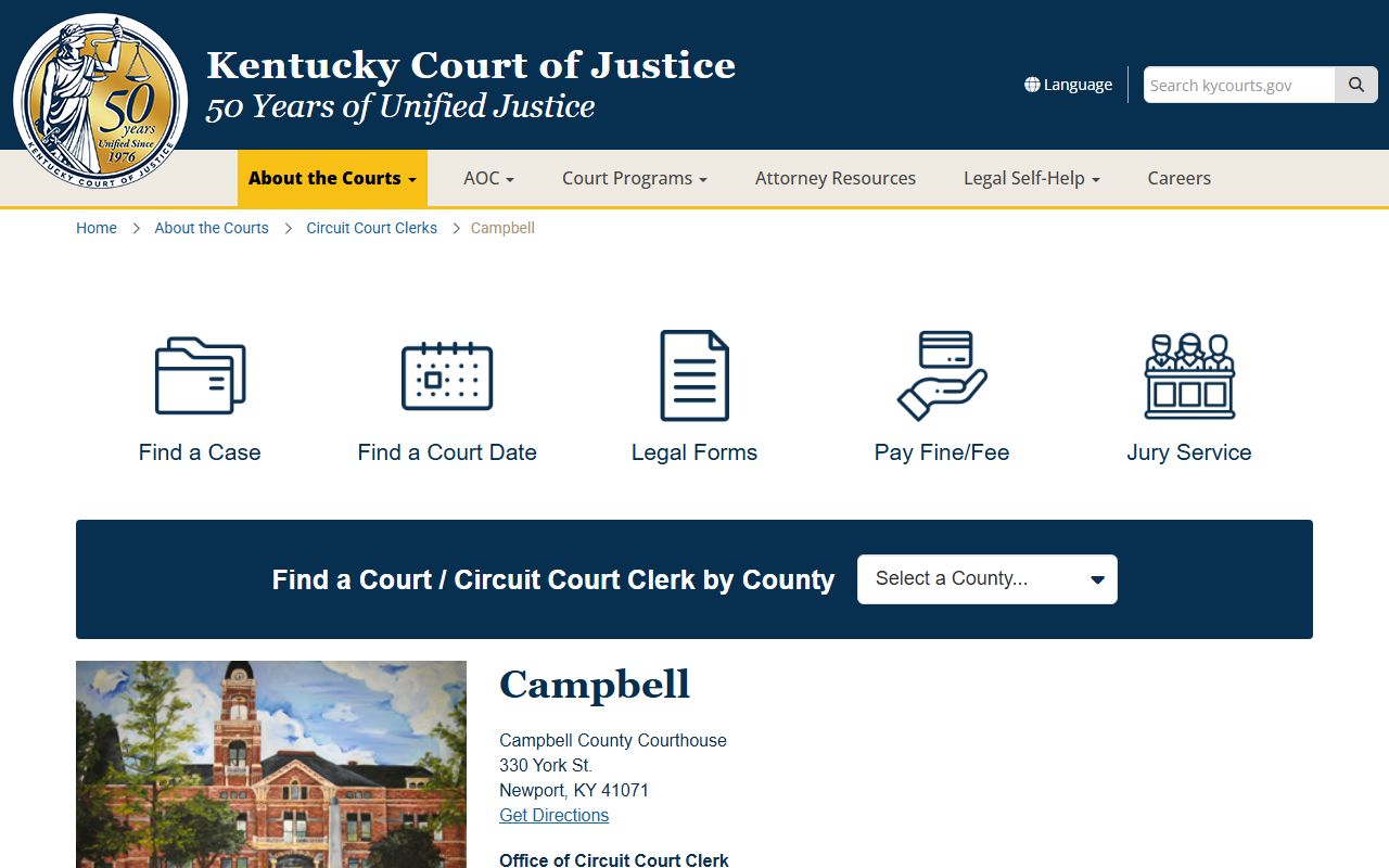 Campbell County Background Check court records office in Newport