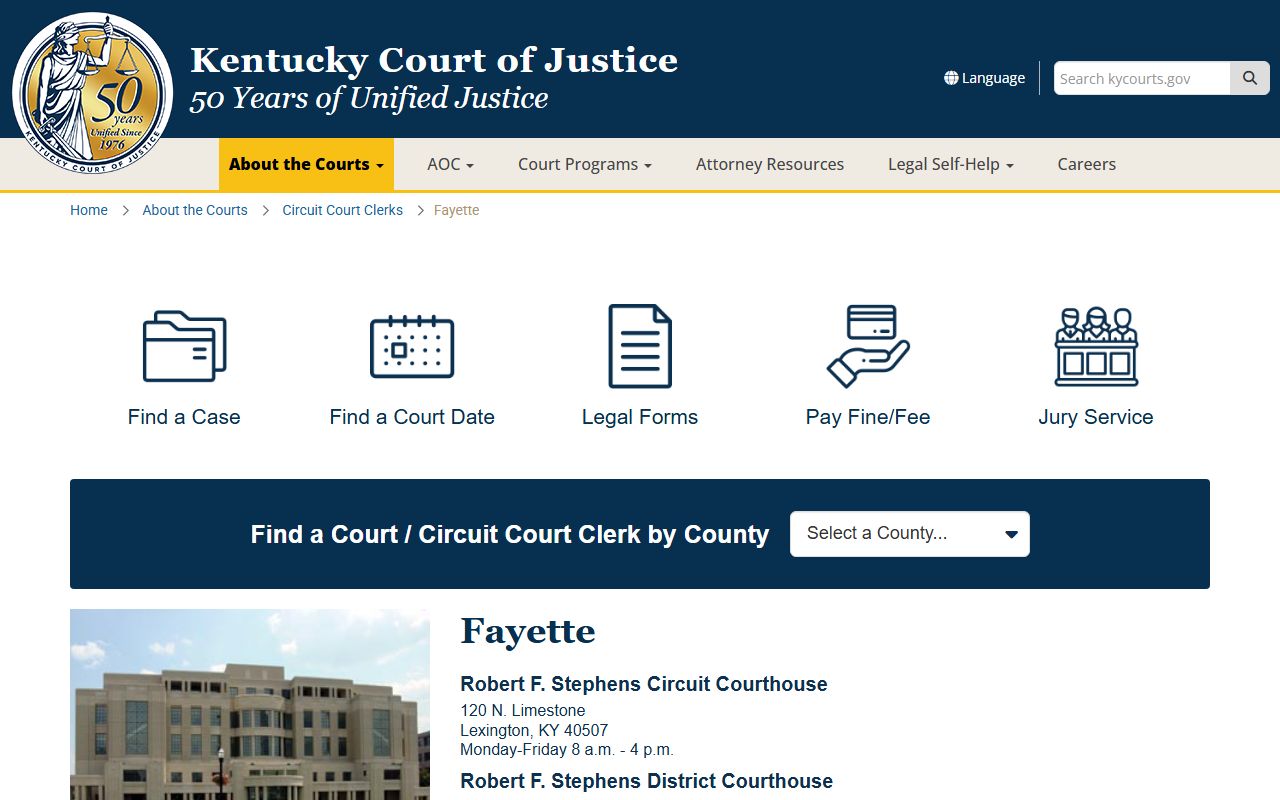 Fayette County Circuit Court office for Background Check records