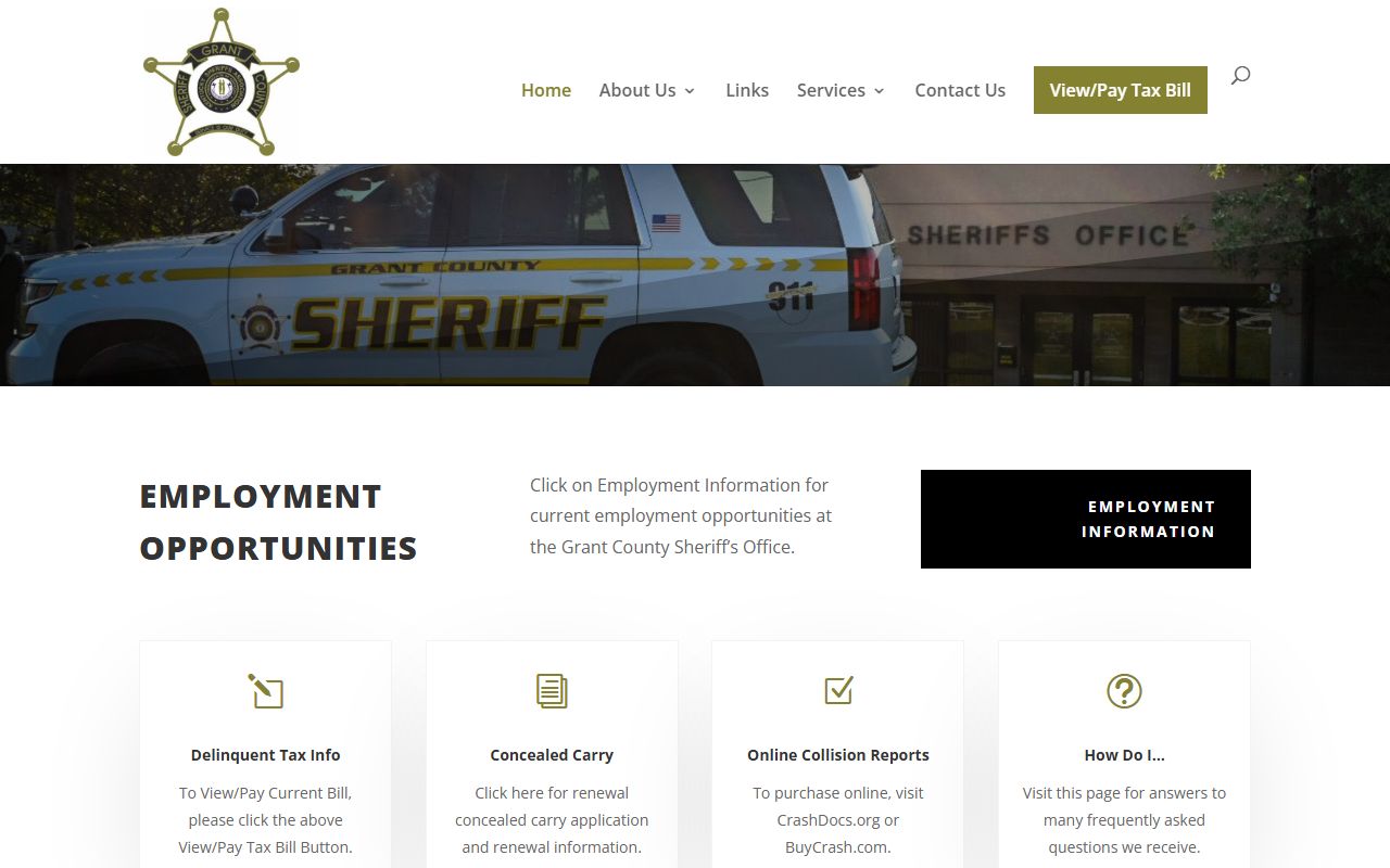Grant County Sheriff office for Background Check records