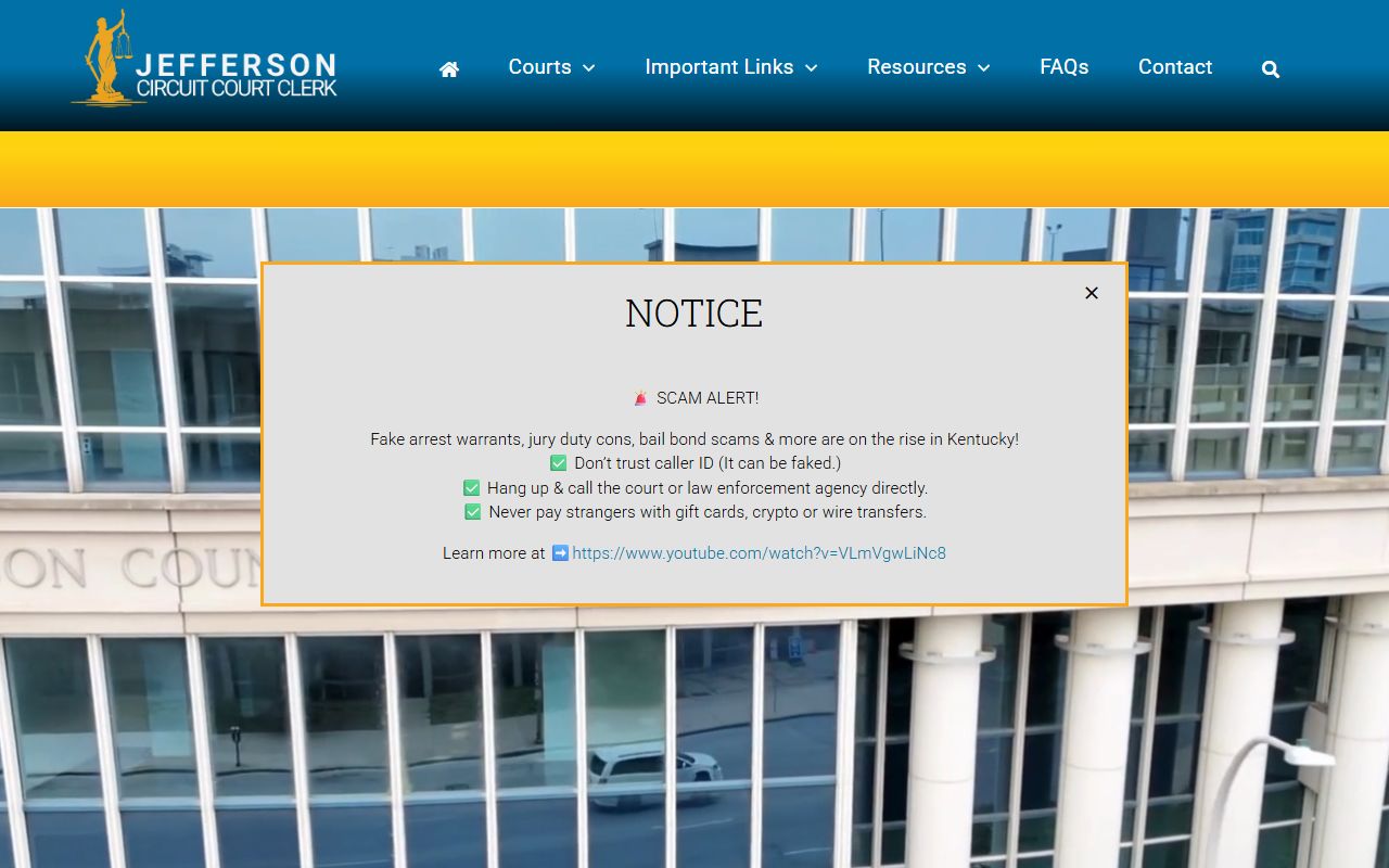 Jefferson County Circuit Court Clerk office for background check records