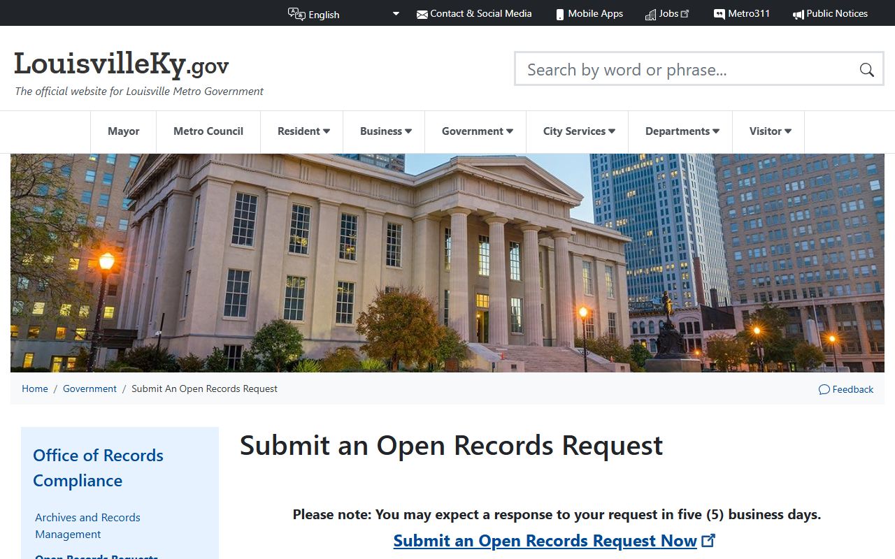 Jefferson County open records request portal for background check records