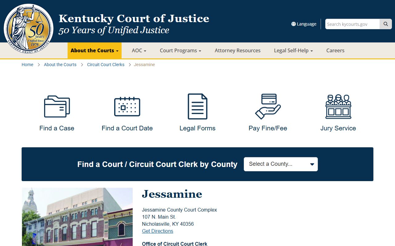 Jessamine County Background Check circuit court clerk office in Nicholasville