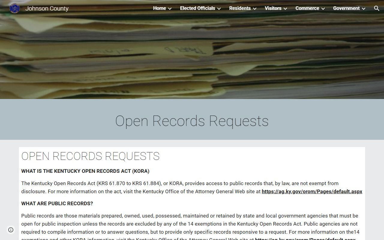 Johnson County open records for Background Check records