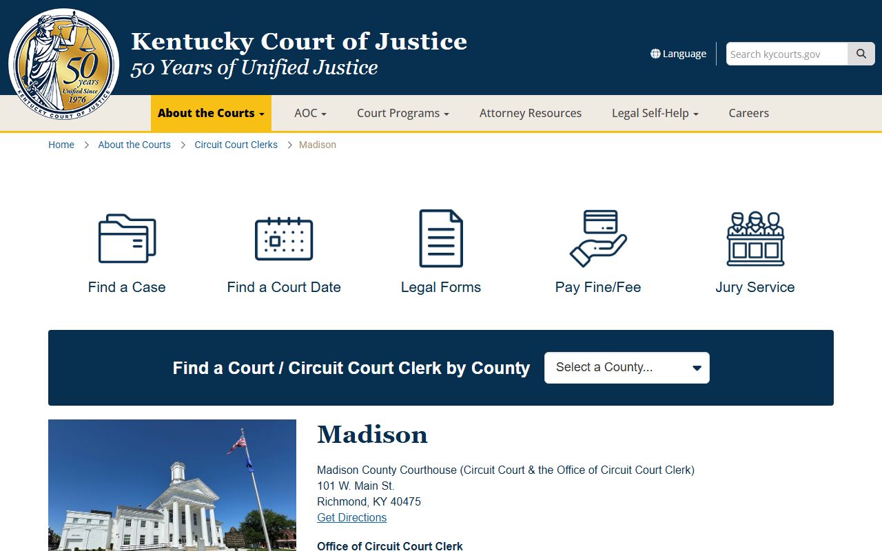 Madison County Background Check records at the Circuit Court Clerk office