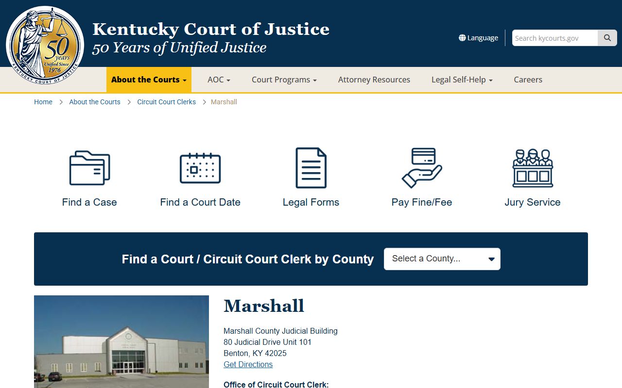 Marshall County Background Check records at the Circuit Court Clerk office