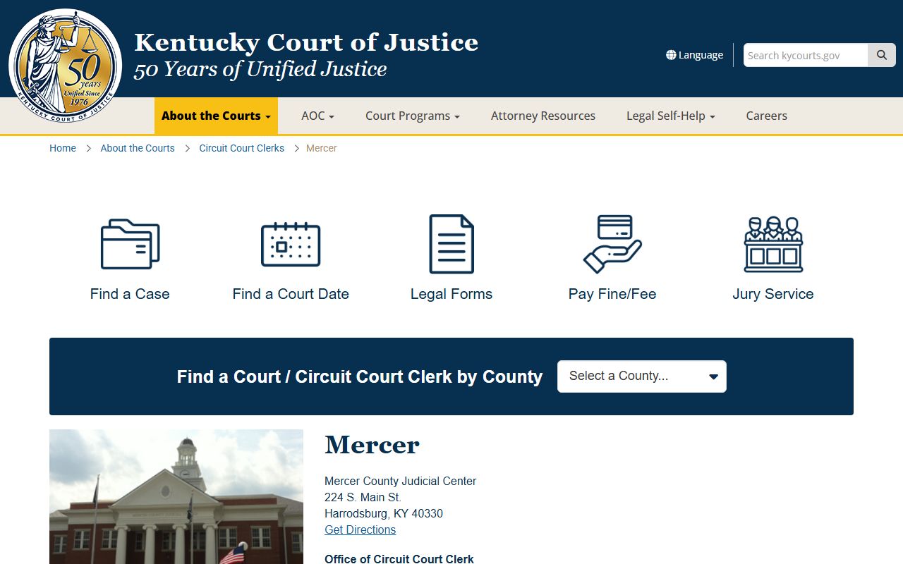Mercer County Circuit Court Clerk office for Background Check records