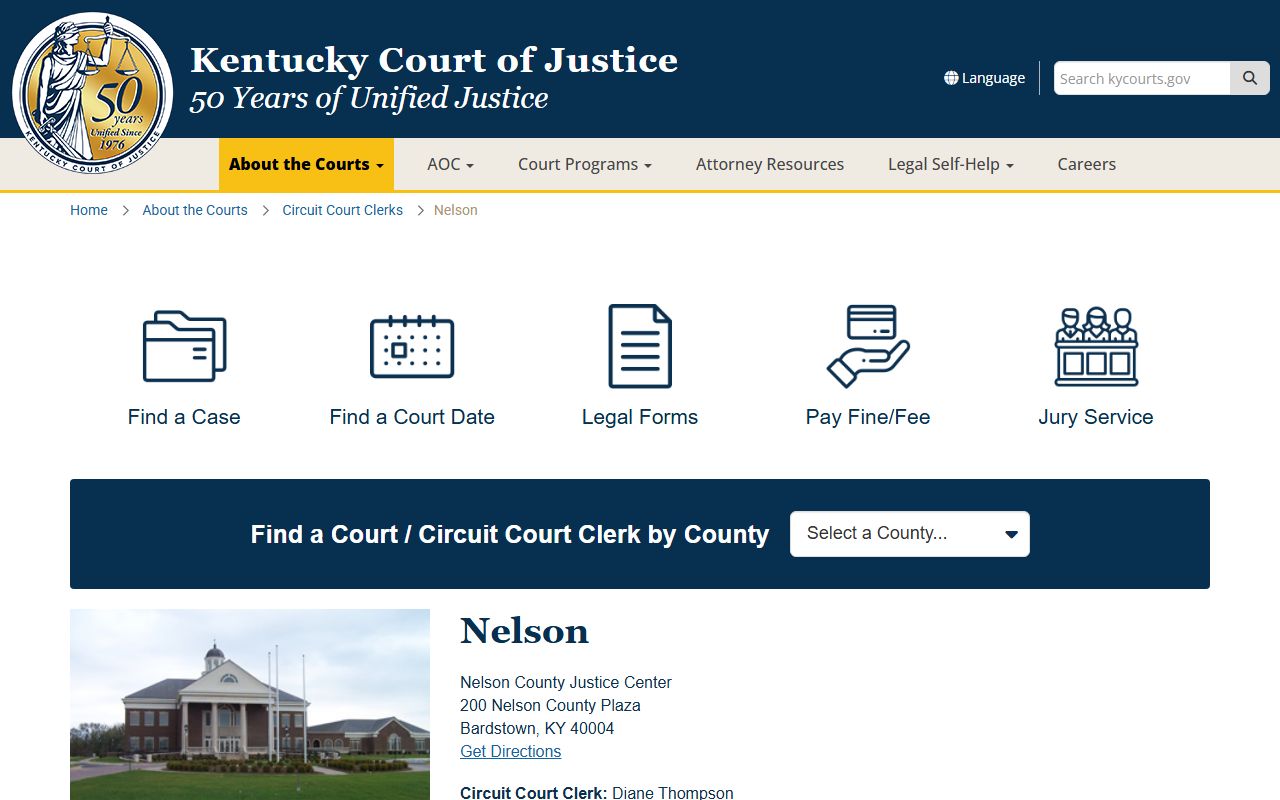 Nelson County Background Check circuit court clerk office in Bardstown