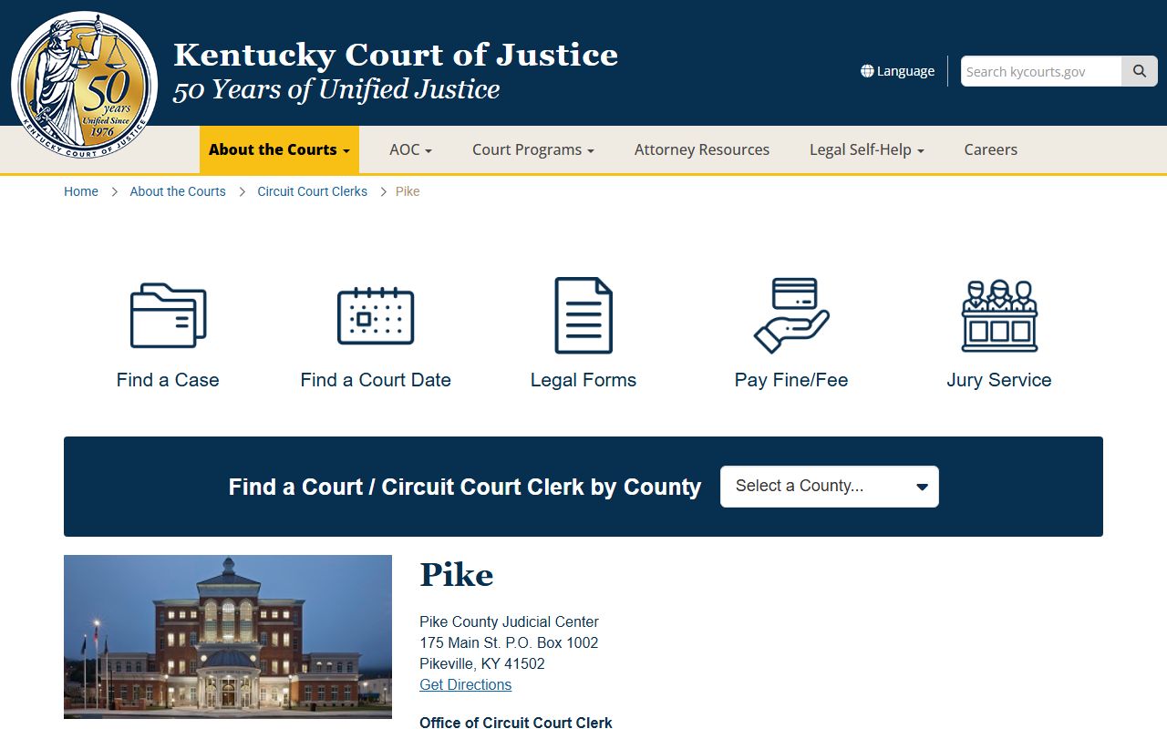 Pike County Background Check circuit court clerk office in Pikeville Kentucky