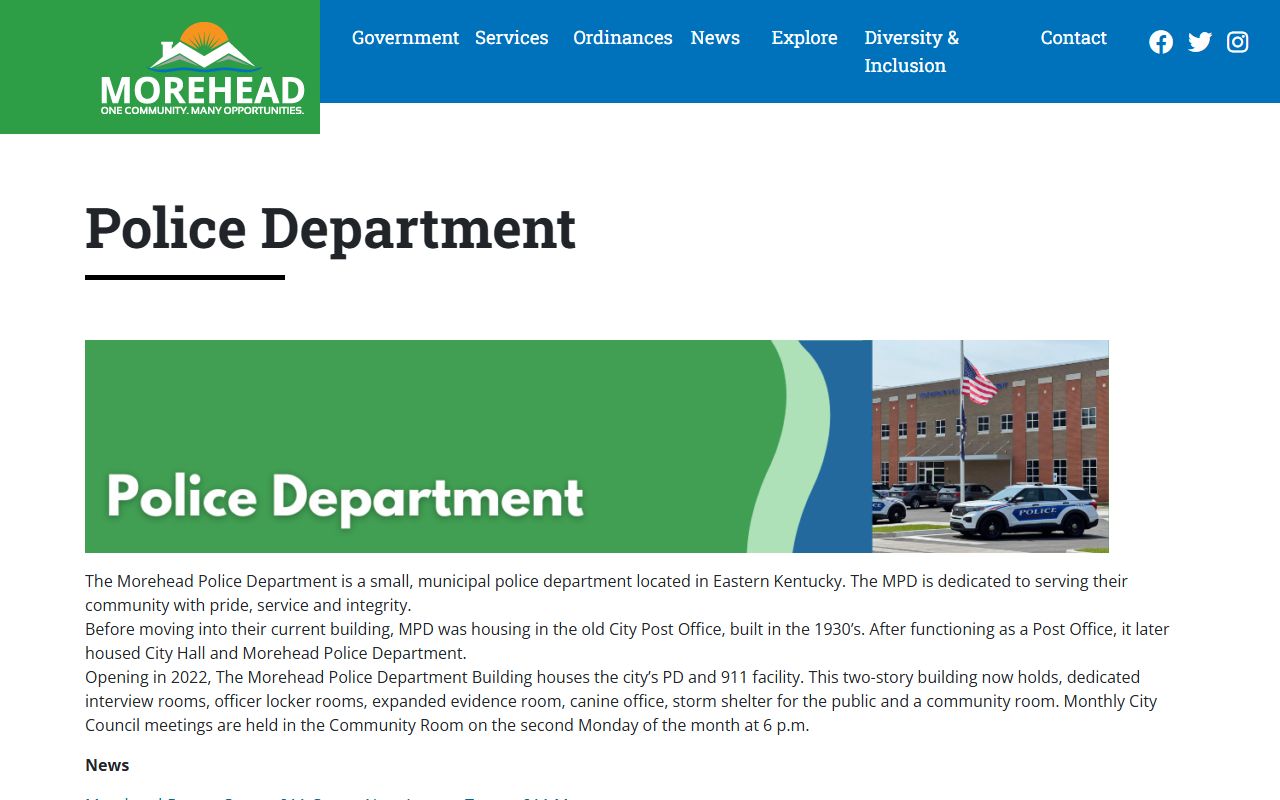 Morehead Police Department for Rowan County Background Check records