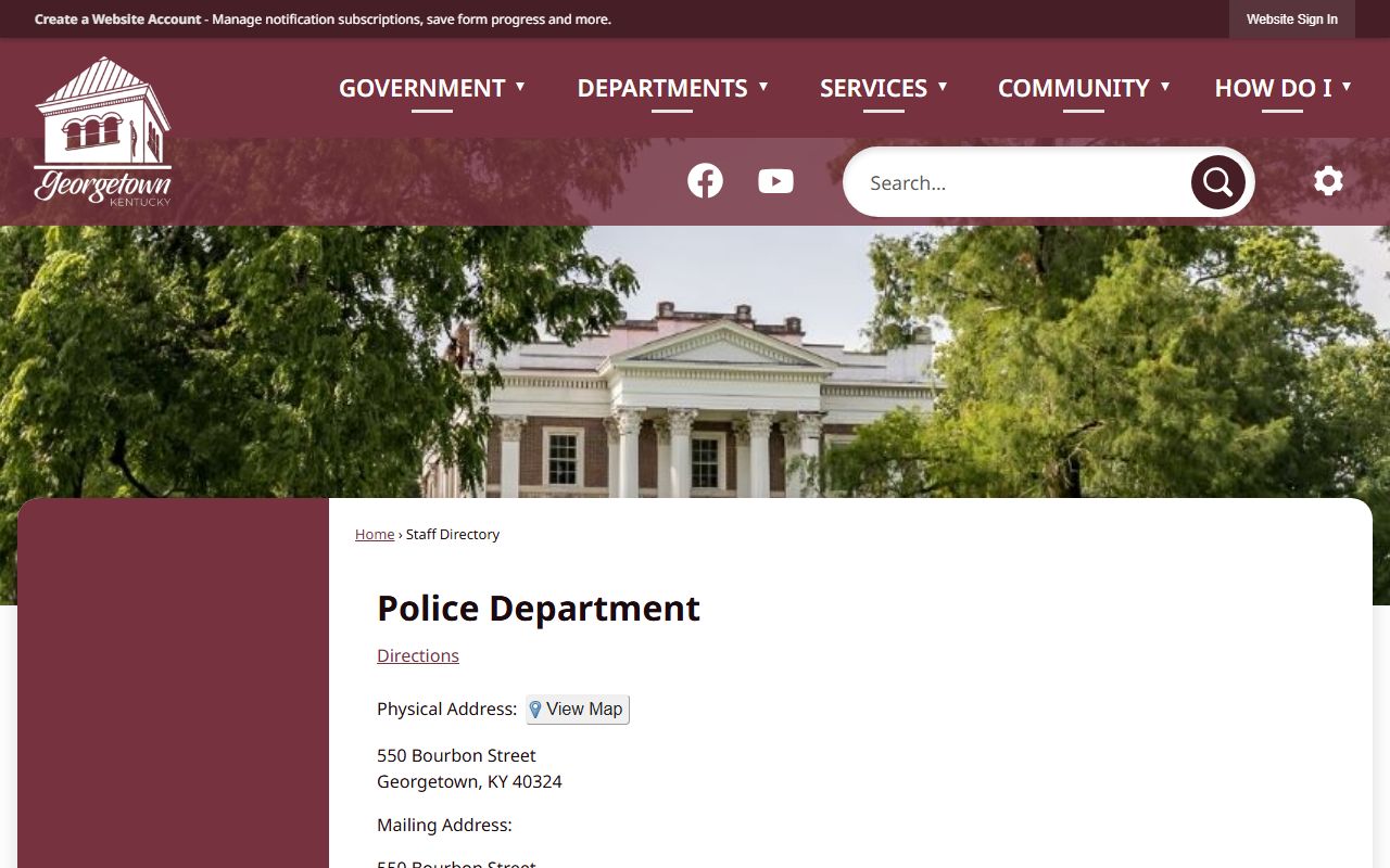 Georgetown Police Department for Background Check records in Scott County Kentucky