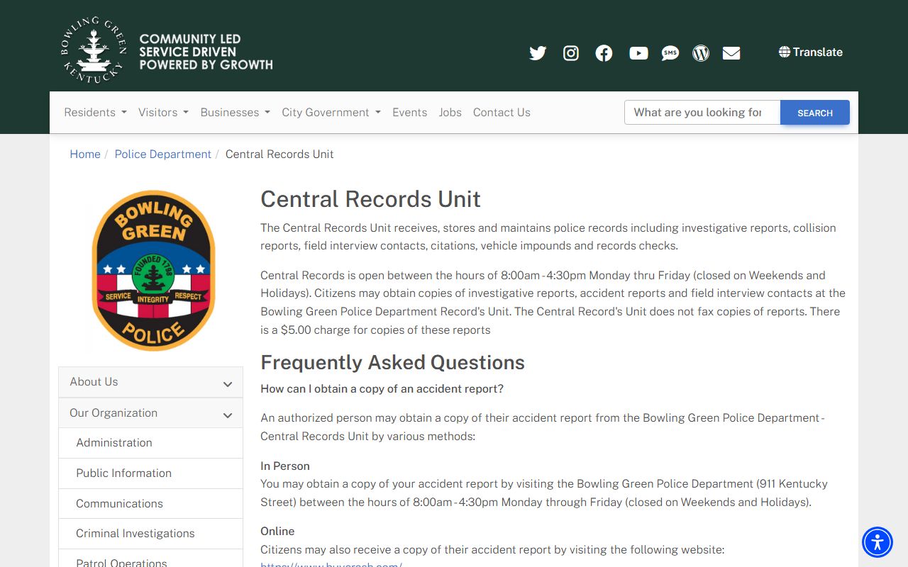 Warren County background check police central records